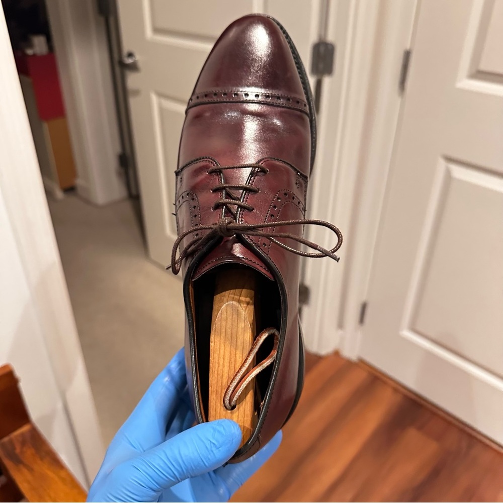 Allen Edmonds Burgundy Leather Cap-Toe Derbys - Picture 10 of 15